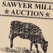 Sawyer Mill Charcoal Cow Muslin Unbleached Natural Tea Towel 19x28