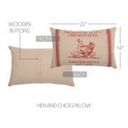 Sawyer Mill Red Hen and Chicks Pillow 14x22