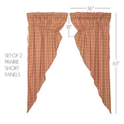 Sawyer Mill Red Plaid Prairie Short Panel Set of 2 63x36x18