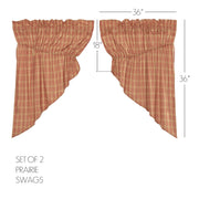 Sawyer Mill Red Plaid Prairie Swag Set of 2 36x36x18