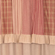 Sawyer Mill Red Chambray Solid Short Panel with Attached Patchwork Valance Set of 2 63x36