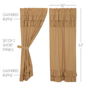 Simple Life Flax Khaki Ruffled Short Panel Set of 2 63x36