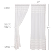 White Ruffled Sheer Petticoat Panel Set of 2 84x40