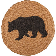 Wyatt Stenciled Bear Jute Coaster Set of 6