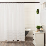 White Ruffled Sheer Petticoat Shower Curtain 72x72