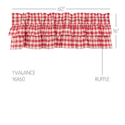 Annie Buffalo Red Check Ruffled Valance 16x60