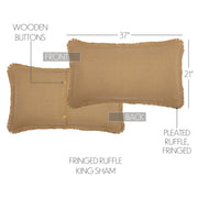 Burlap Natural King Sham w/ Fringed Ruffle 21x37