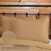 Burlap Natural Standard Sham w/ Fringed Ruffle 21x27