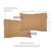 Burlap Natural Standard Pillow Case w/ Fringed Ruffle Set of 2 21x30