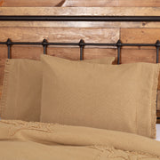 Burlap Natural Standard Pillow Case w/ Fringed Ruffle Set of 2 21x30