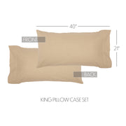 Burlap Vintage King Pillow Case Set of 2 21x40