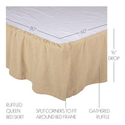 Burlap Vintage Ruffled Queen Bed Skirt 60x80x16
