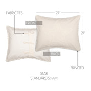 Burlap Antique White Star Standard Sham 21x27