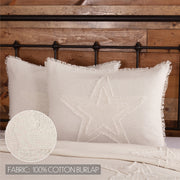 Burlap Antique White Star Standard Sham 21x27