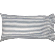 Sawyer Mill Blue Ticking Stripe Ruffled King Pillow Case Set of 2 21x40