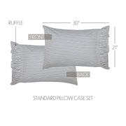 Sawyer Mill Blue Ticking Stripe Ruffled Standard Pillow Case Set of 2 21x30