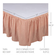 Sawyer Mill Red Ticking Stripe Twin Bed Skirt 39x76x16