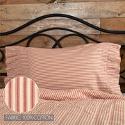 Sawyer Mill Red Ticking Stripe Ruffled Standard Pillow Case Set of 2 21x30