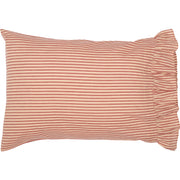 Sawyer Mill Red Ticking Stripe Ruffled Standard Pillow Case Set of 2 21x30