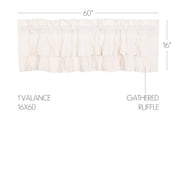 Simple Life Flax Antique White Ruffled Valance 16x60