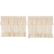 Muslin Ruffled Unbleached Natural Tier Set of 2 L24xW36