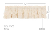 Muslin Ruffled Unbleached Natural Valance 16x72