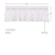 Muslin Ruffled Bleached White Valance 16x60