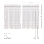 White Ruffled Sheer Petticoat Tier Set of 2 L36xW36