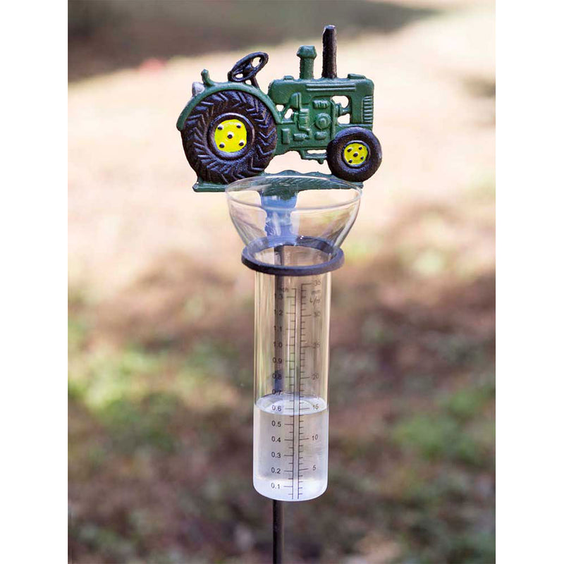 Tractor Rain Gauge Garden Stake Farmabilia