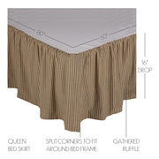 Farmhouse Star Ticking Stripe Queen Bed Skirt 60x80x16