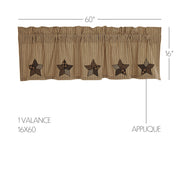 Farmhouse Star Applique Valance 16x60