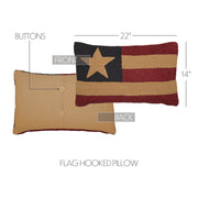 Patriotic Patch Flag Hooked Pillow 14x22