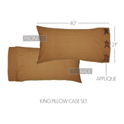 Stratton King Pillow Case w/Applique Star Set of 2 21x40