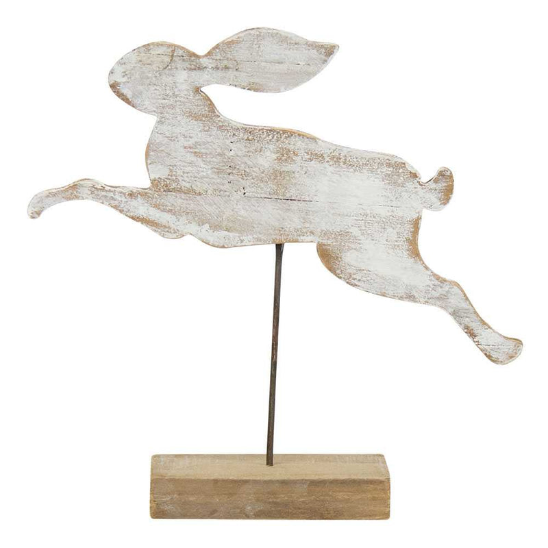 Distressed Wood Bunny on Post