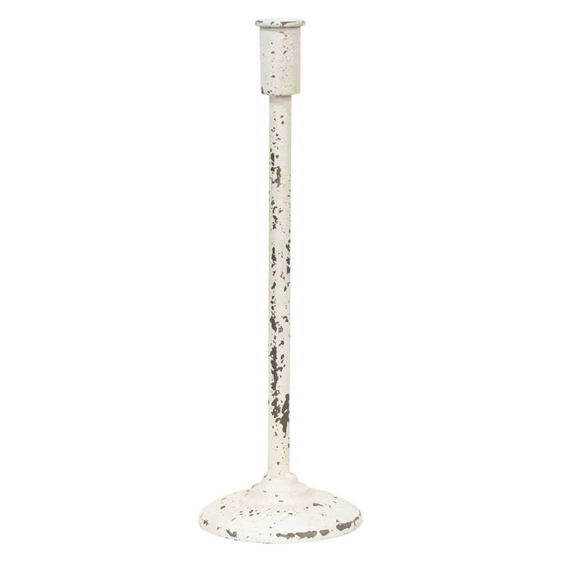Distressed White Candle Holder - 14.5"