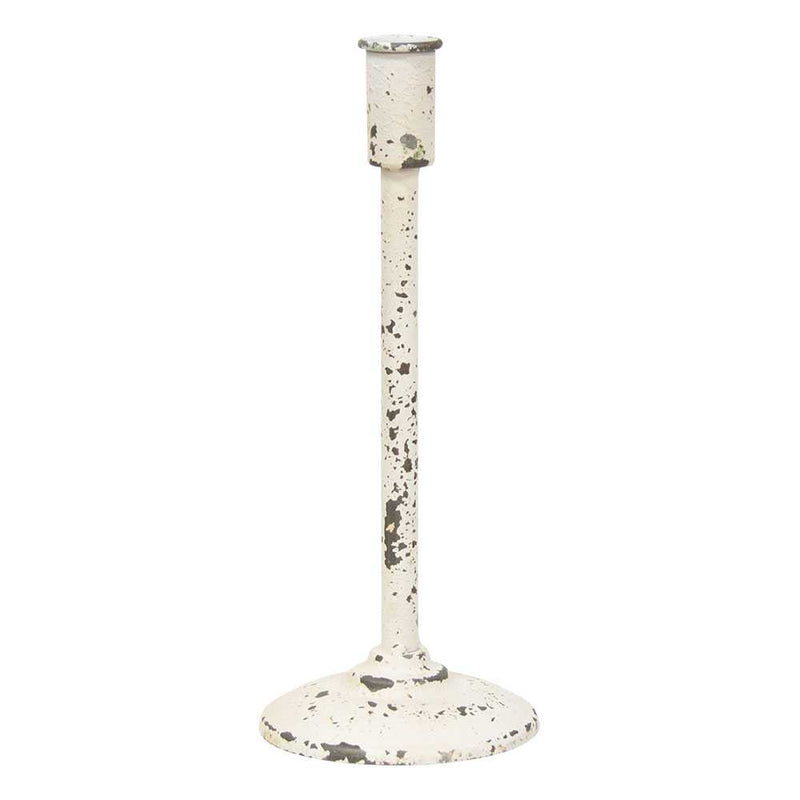 Distressed White Candle Holder - 11.75"