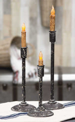 Distressed Black Candle Holder - 9"