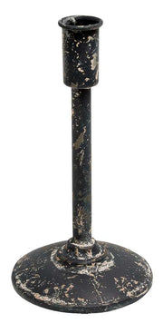 Distressed Black Candle Holder - 9"