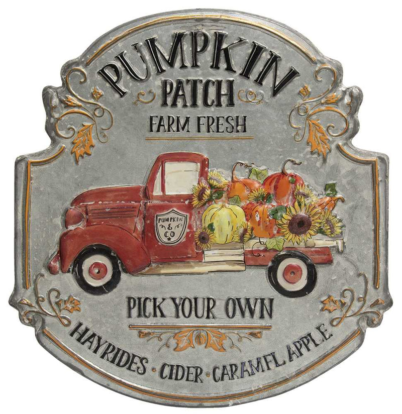 Pumpkin Patch Truck Metal Sign