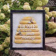 Home Is With Your Honey Framed Metal Sign