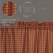 Burgundy Check Scalloped Prairie Swag Set of 2 36x36x18