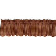 Burgundy Check Scalloped Valance 16x72