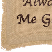 Burlap Natural Pillow Always Kiss Me Goodnight 7x13