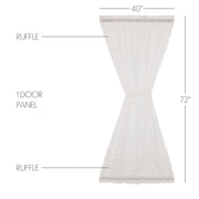 White Ruffled Sheer Petticoat Door Panel 72x40