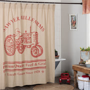 Sawyer Mill Red Tractor Shower Curtain 72x72