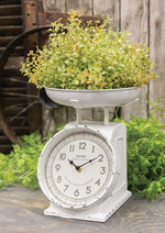 Rustic White Decorative Scale with Clock