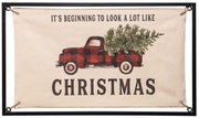 Christmas Buffalo Check Truck Fabric Sign