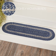 Great Falls Blue Jute Stair Tread Oval Latex 8.5x27