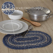 Great Falls Blue Jute Oval Placemat 10x15