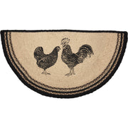 Sawyer Mill Charcoal Poultry Jute Rug Half Circle w/ Pad 16.5x33